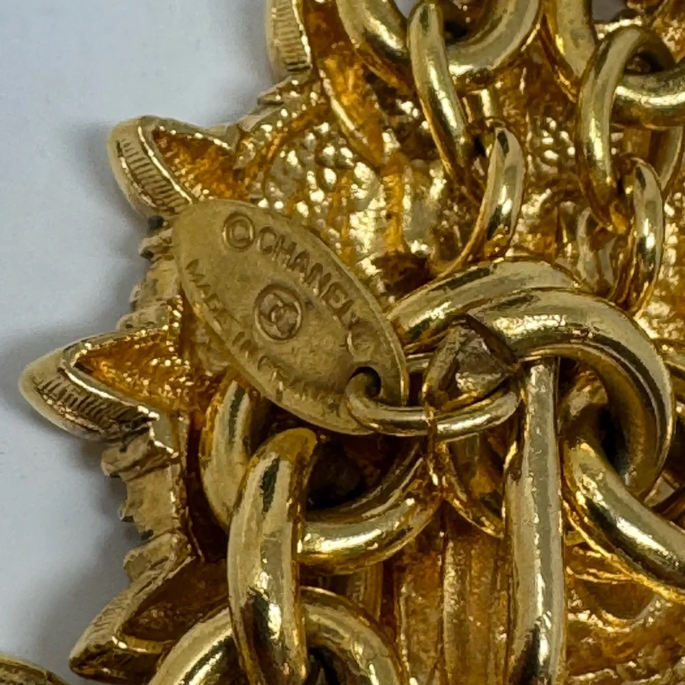 💯Authentic CHANEL Medaillon Belt Chain Necklace Double Sun Medallion